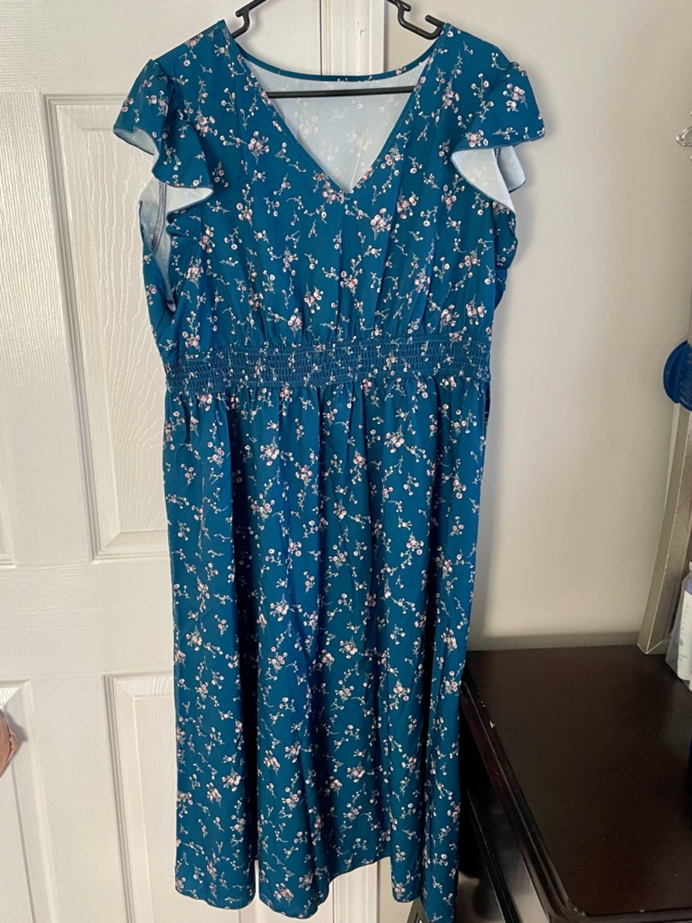 SHEIN Light Teal Floral Dress